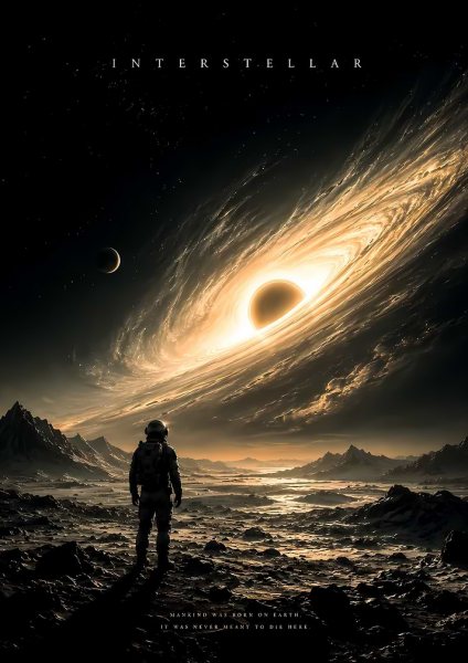 Interstellar Movie Poster Astronaut Landscape Film Posteri – Duvar Tablosu duvarda gerçek ölçek