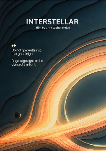 Interstellar Movie Poster with Quote Film Posteri – Duvar Tablosu duvarda gerçek ölçek