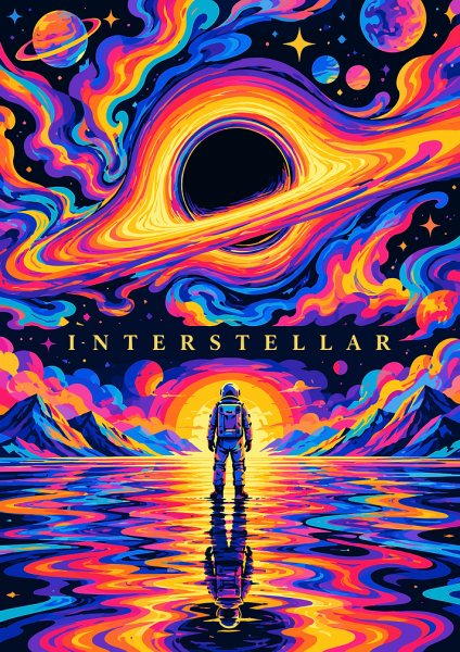 Interstellar Psychedelic Space Art Film Posteri – Duvar Tablosu duvarda gerçek ölçek