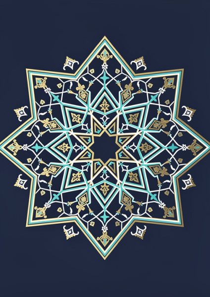İslami Geometrik Desen Posteri – Çizgi sanat Duvar Tablosu