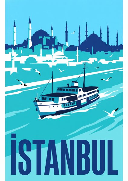 İstanbul Boğazı Poster – Seyahat afişi (A4 / A3, Çerçeveli – Çerçevesiz)