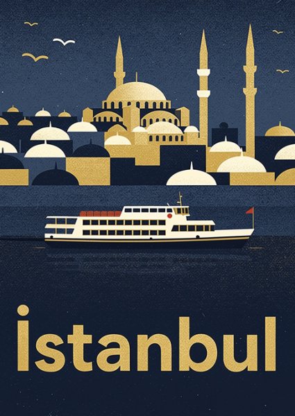 İstanbul Boğazı Posteri – Mid-century Duvar Tablosu