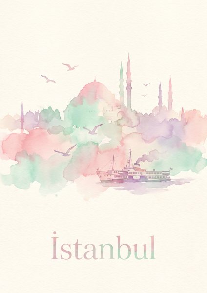 İstanbul Boğazı Posteri – Suluboya Duvar Tablosu