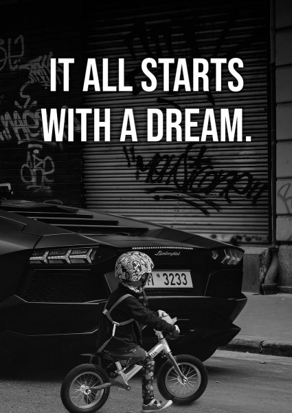 It All Starts With A Dream Araba Posteri – Duvar Tablosu duvarda gerçek ölçek
