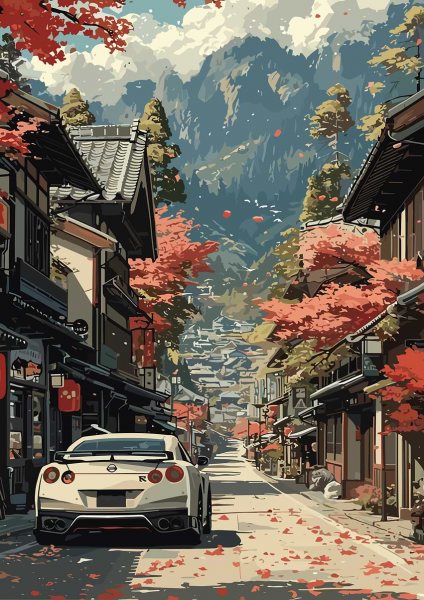 Japanese Street Nissan GTR Araba Posteri – Duvar Tablosu