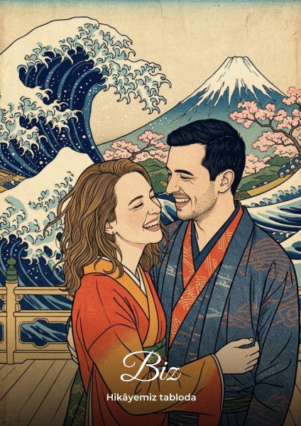 Japon Ukiyo-e Gravür Tarzı Kişiye Özel Portre