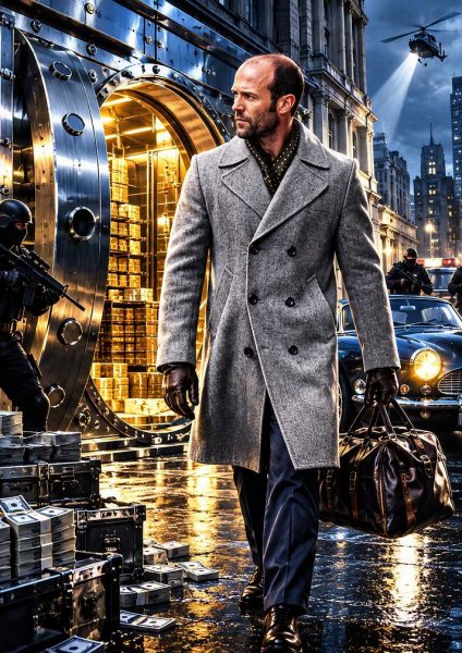 Jason Statham Heist Action Scene Film Posteri – Duvar Tablosu duvarda gerçek ölçek