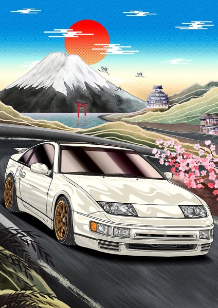 JDM Nissan 300ZX Fairladyz Araba Posteri – Duvar Tablosu duvarda gerçek ölçek
