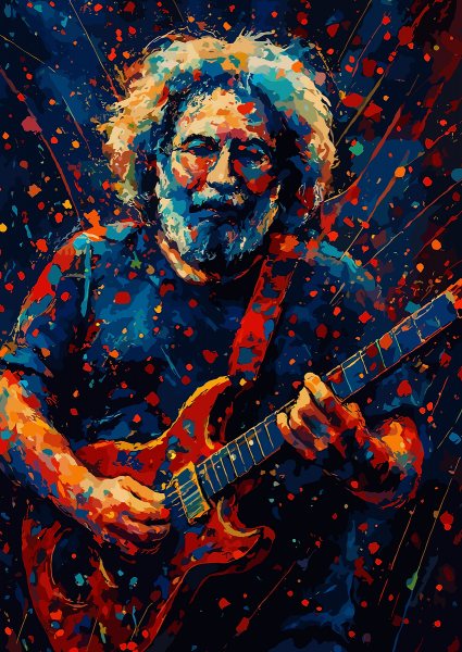 Jerry Garcia Abstract Guitar Portrait Müzik Posteri – Duvar Tablosu duvarda gerçek ölçek
