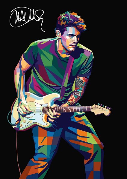 John Mayer Playing Guitar Pop Art Müzik Posteri – Duvar Tablosu