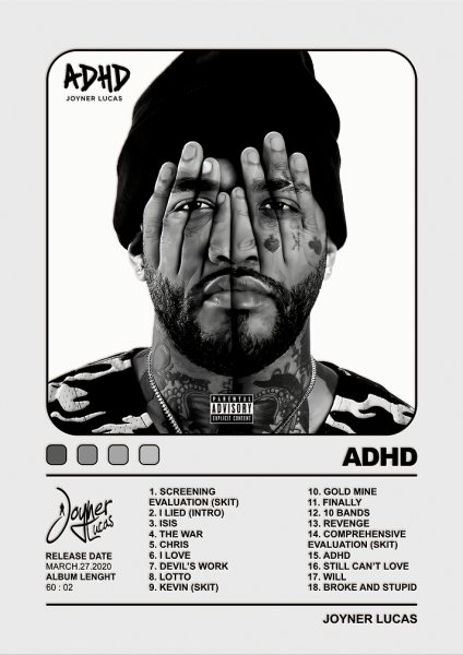 Joyner Lucas ADHD Album Müzik Posteri – Duvar Tablosu duvarda gerçek ölçek