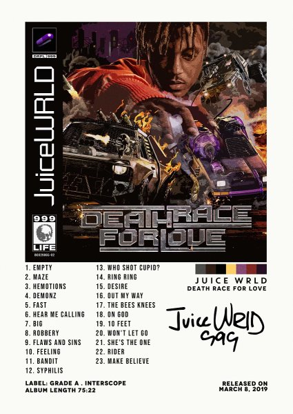 Juice Wrld Müzik Posteri – Duvar Tablosu duvarda gerçek ölçek