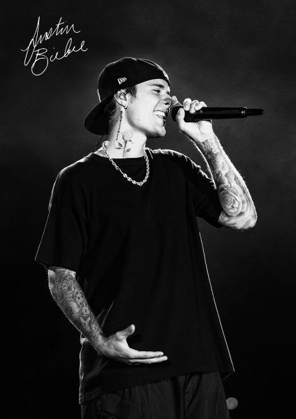 Justin Bieber Performing Live on Stage Müzik Posteri – Duvar Tablosu duvarda gerçek ölçek