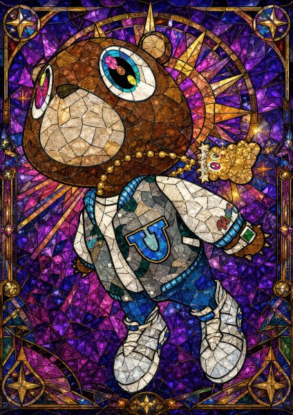 Kanye West Graduation Bear Stained Glass Müzik Posteri – Duvar Tablosu poster görseli