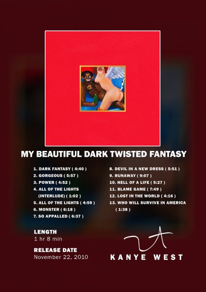 Kanye West My Beautiful Dark Twisted Fantasy Müzik Posteri – Duvar Tablosu poster görseli