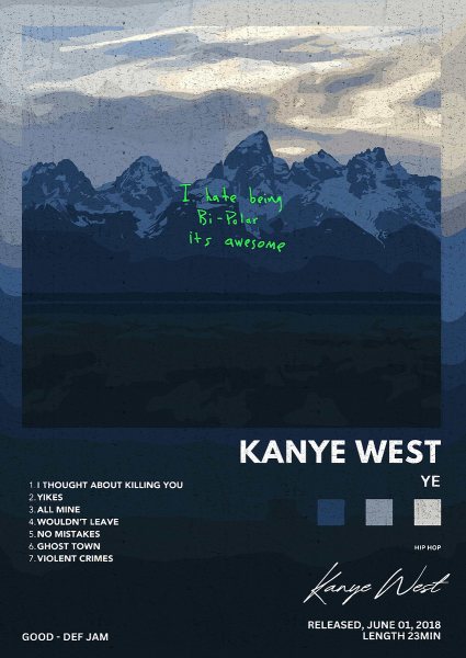 Kanye West - YE Album Cover Müzik Posteri – Duvar Tablosu poster görseli