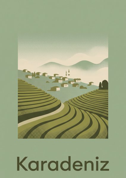 Karadeniz Yaylası Poster – Mid-century (A4 / A3, Çerçeveli – Çerçevesiz)