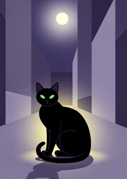 Karanlıkta Bekleyen Kedi Posteri – Minimal Duvar Tablosu
