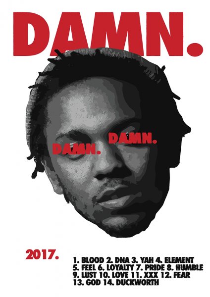 Kendrick Lamar DAMN. Album Cover Müzik Posteri – Duvar Tablosu poster görseli