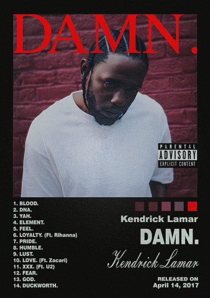 Kendrick Lamar DAMN Album Müzik Posteri – Duvar Tablosu duvarda gerçek ölçek