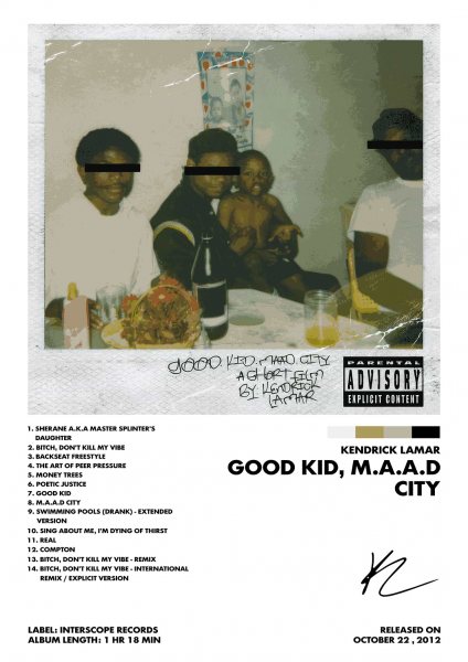 Kendrick Lamar Good kid, m.A.A.d City Müzik Posteri – Duvar Tablosu duvarda gerçek ölçek