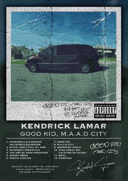 Kendrick Lamar - Good Kid, M.A.A.D City Müzik Posteri – Duvar Tablosu