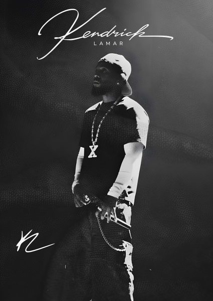 Kendrick Lamar Portrait Müzik Posteri – Duvar Tablosu duvarda gerçek ölçek