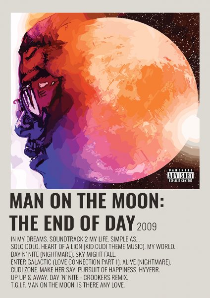 Kid Cudi Man on the Moon The End of Day Album Müzik Posteri – Duvar Tablosu poster görseli