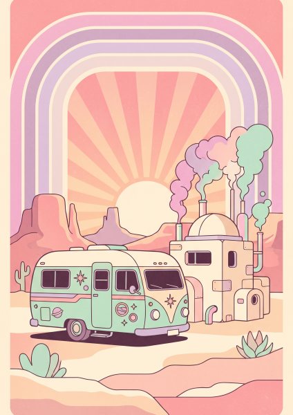 Kimyasal Karavan Posteri – Retro Duvar Tablosu
