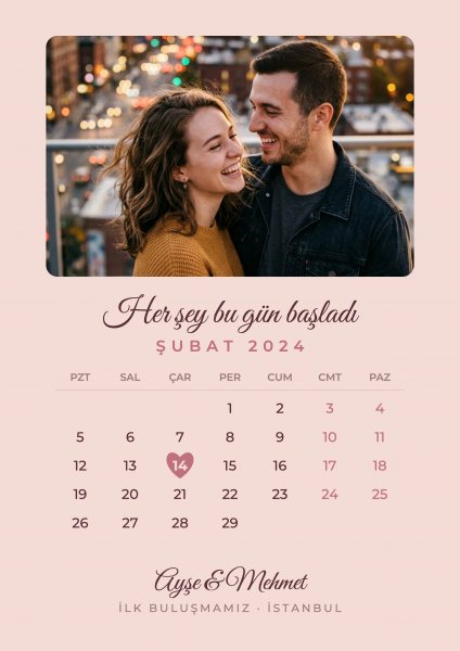 Kişiye Özel Sevgili Takvimi Posteri