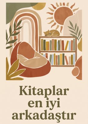 Kitaplar En İyi Arkadaştır Posteri – Boho Duvar Tablosu