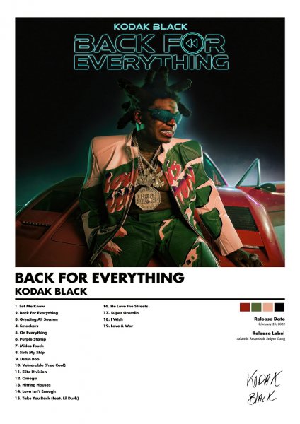 Kodak Black Back For Everything Album Müzik Posteri – Duvar Tablosu duvarda gerçek ölçek