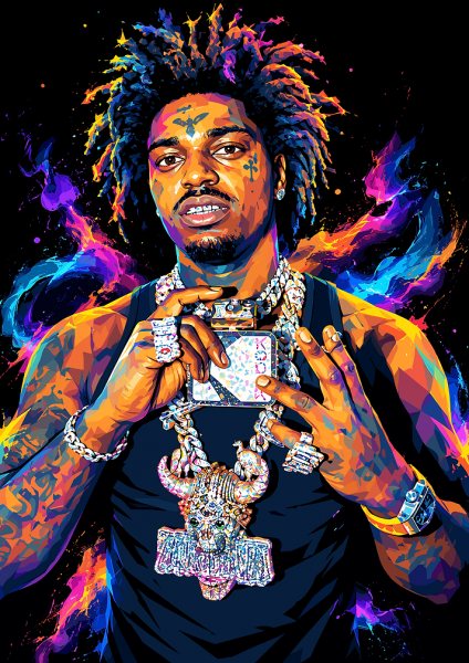 Kodak Black Colorful Pop Art Portrait Müzik Posteri – Duvar Tablosu duvarda gerçek ölçek