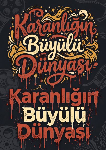 Korku Sineması Tipografi Posteri – Tipografi Duvar Tablosu duvarda gerçek ölçek