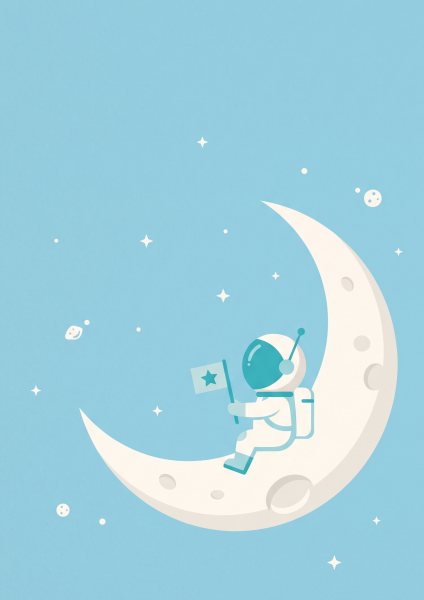 Küçük Astronot Posteri – Minimal Duvar Tablosu