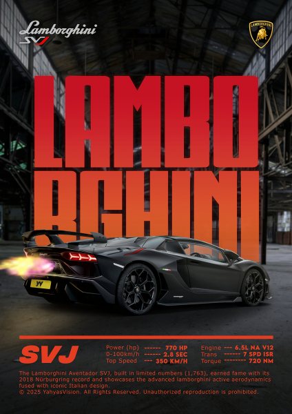 Lamborghini Aventador SVJ Araba Posteri – Duvar Tablosu duvarda gerçek ölçek