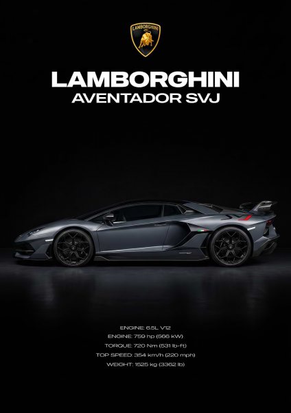 Lamborghini Aventador SVJ Araba Posteri – Duvar Tablosu duvarda gerçek ölçek