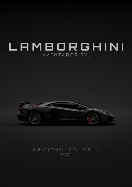 Lamborghini Aventador SVJ - black Specs Araba Posteri – Duvar Tablosu