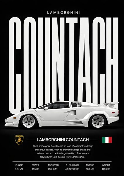 Lamborghini Countach Araba Posteri – Duvar Tablosu poster görseli
