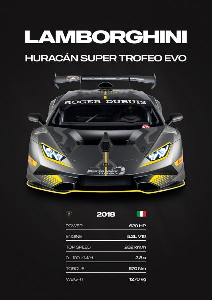 Lamborghini Huracán Super Trofeo EVO Car Araba Posteri – Duvar Tablosu duvarda gerçek ölçek