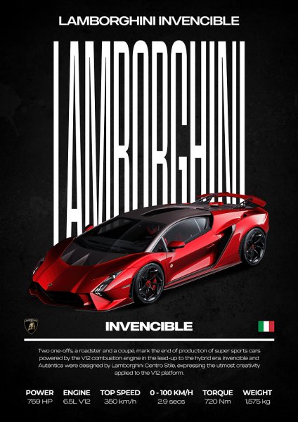 Lamborghini Invencible Supercar Araba Posteri – Duvar Tablosu duvarda gerçek ölçek