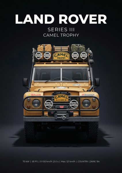 Land Rover Series III Camel Trophy Araba Posteri – Duvar Tablosu poster görseli