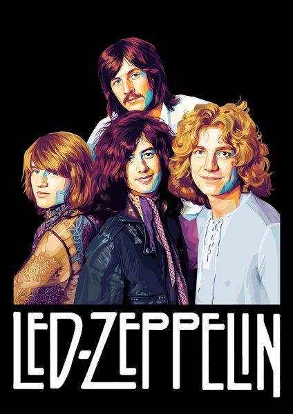 Led Zeppelin Band Portrait Müzik Posteri – Duvar Tablosu duvarda gerçek ölçek
