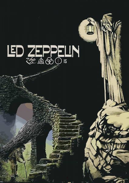 Led Zeppelin IV Album Cover Art Müzik Posteri – Duvar Tablosu duvarda gerçek ölçek