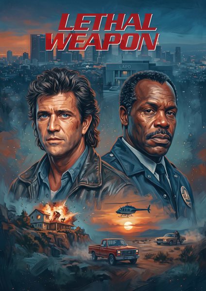 Lethal Weapon Movie Poster Art Film Posteri – Duvar Tablosu duvarda gerçek ölçek