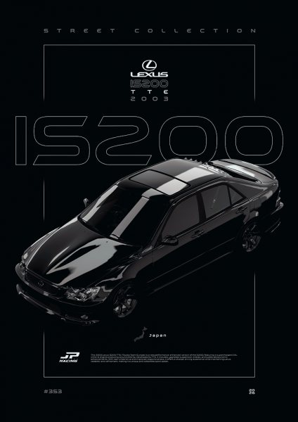 Lexus IS 200 TTE 2003 Black Series Araba Posteri – Duvar Tablosu duvarda gerçek ölçek