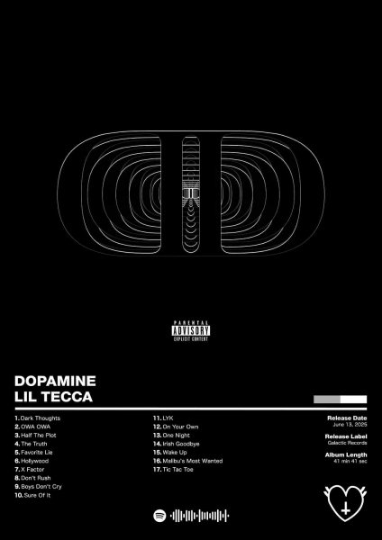 Lil Tecca - DOPAMINE Müzik Posteri – Duvar Tablosu duvarda gerçek ölçek