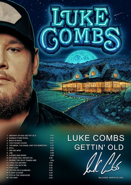 Luke Combs Gettin' Old Album Art Müzik Posteri – Duvar Tablosu duvarda gerçek ölçek