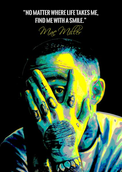 Mac Miller Müzik Posteri – Duvar Tablosu duvarda gerçek ölçek
