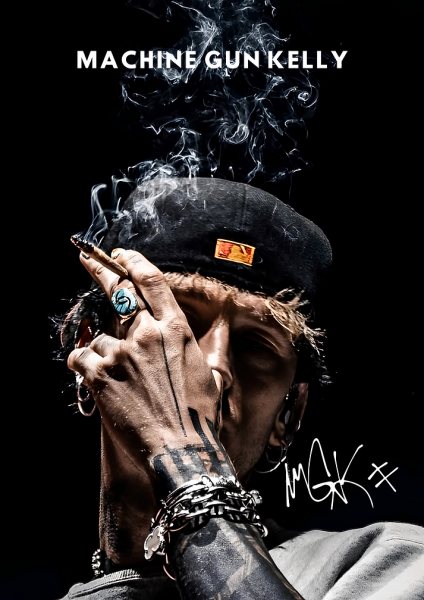 Machine Gun Kelly Portrait Müzik Posteri – Duvar Tablosu duvarda gerçek ölçek